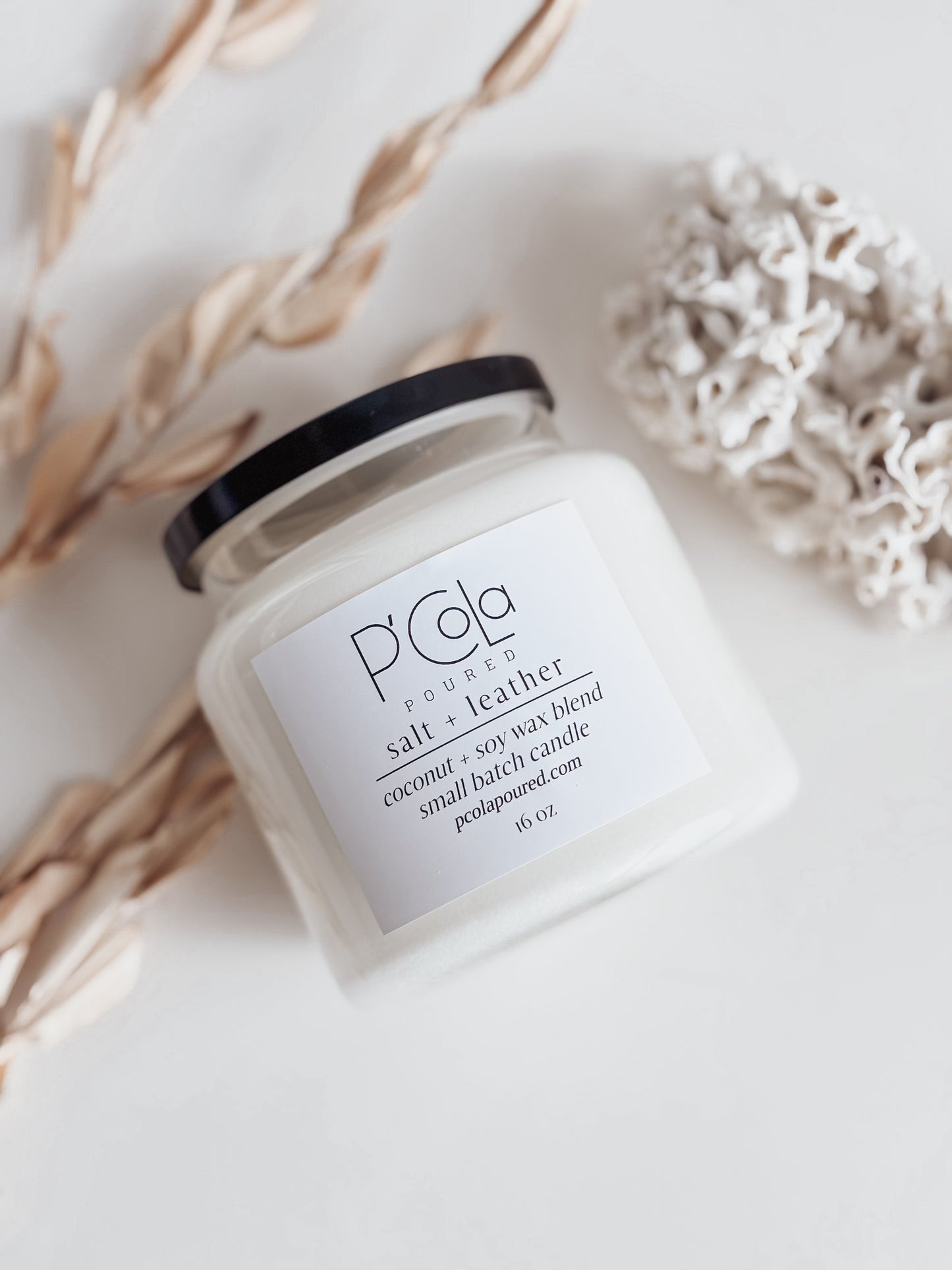 Salt + Leather Candle - P'cola Poured